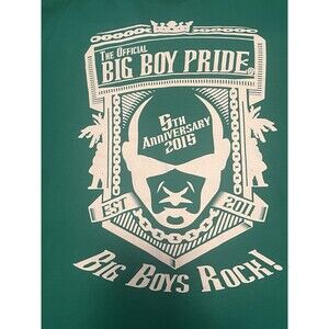 Big Boy Pride 5th Anniversary 2015 Gay Big Men Of Color Green Rare T-Shirt 2XL